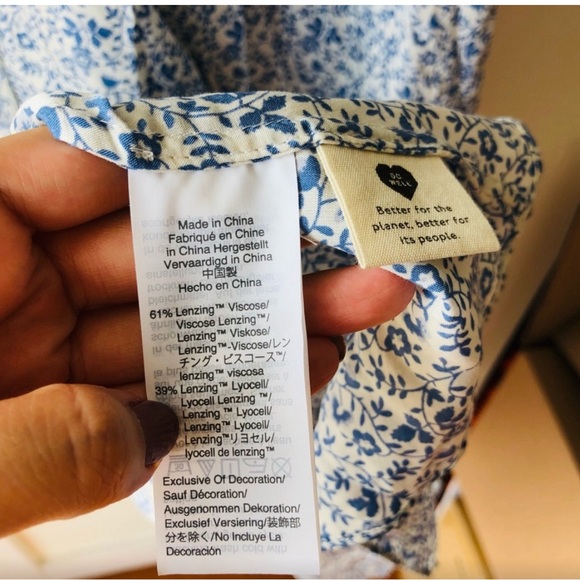 Madewell Ruffled Wrap Maxi Dress Americana Floral Size 00 Blue & White Side Zip - Picture 6 of 9